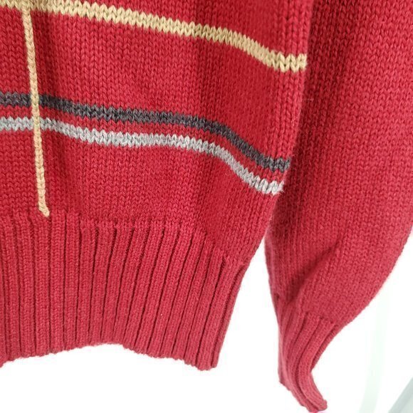 Men's Oscar de la Renta XL Ribbed Red Crew Neck Sweater 100% Cotton - Picture 10 of 16